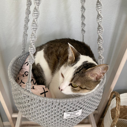 猫用　ハンモック　ベッド　マクラメ編み 4枚目の画像