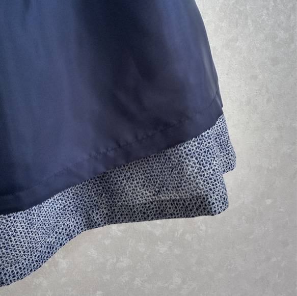 着物リメイク♪裏地付き：８０ｃｍ丈　上質な４種類の有松鳴海絞りを組み合わせて作ったおしゃれなスカート 9枚目の画像