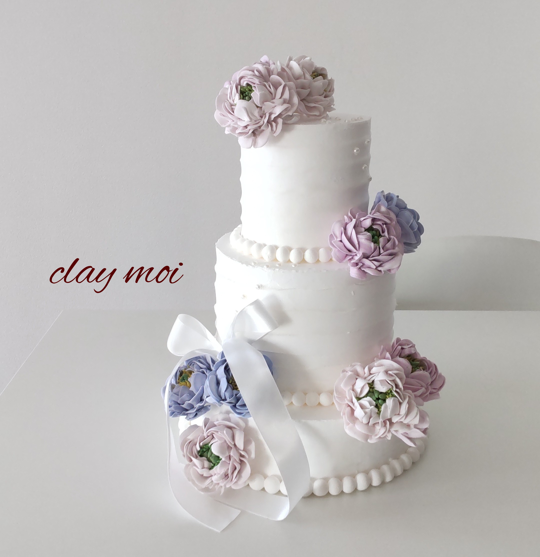 ピオニー(芍薬)の3段クレイケーキ