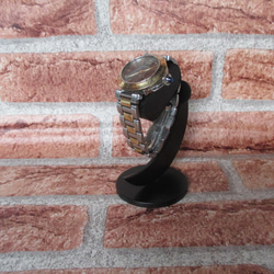 父の日　ラッピング　腕時計スタンド 1本用　オールブラック三日月支柱デザイン 1枚目の画像