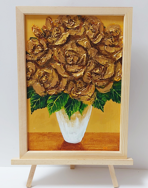 油絵 油彩 油彩画 絵 絵画 【黄色薔薇】 油絵 絵画【黄金のバラ】