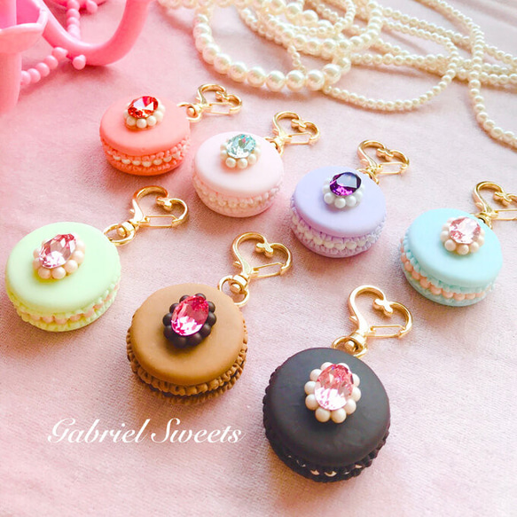 princess macaron ☆キーホルダー〔パープルマカロン×パープルビジュー〕 6枚目の画像