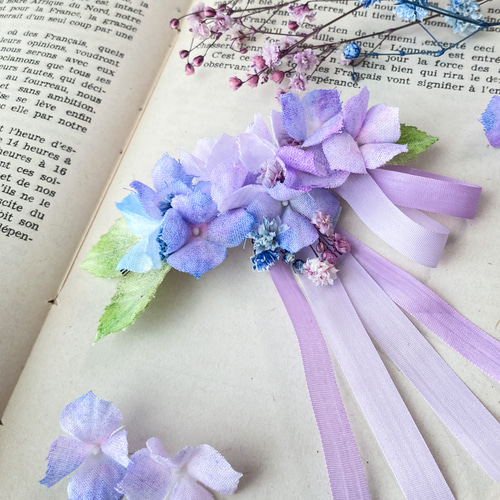 2100円バレッタ L サイズ プリザーブド あじさい