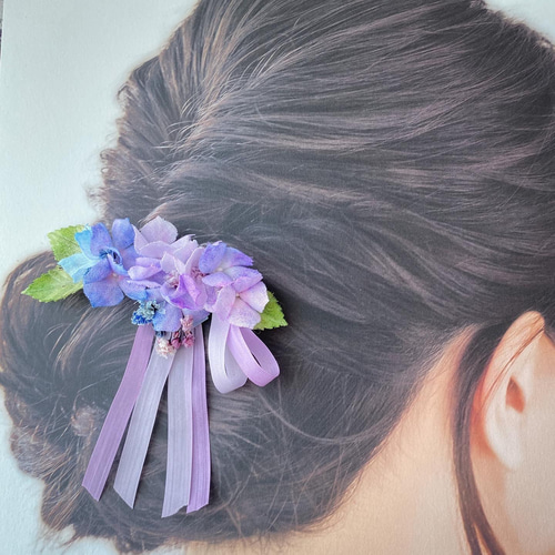 本物紫陽花♡パープルピンク系の大人バレッタ♡ 本物紫陽花♡パープルピンク系の大人バレッタ♡