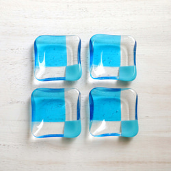 ガラスの豆皿　ターコイズブルーの石畳 7枚目の画像