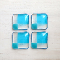 ガラスの豆皿　ターコイズブルーの石畳 8枚目の画像