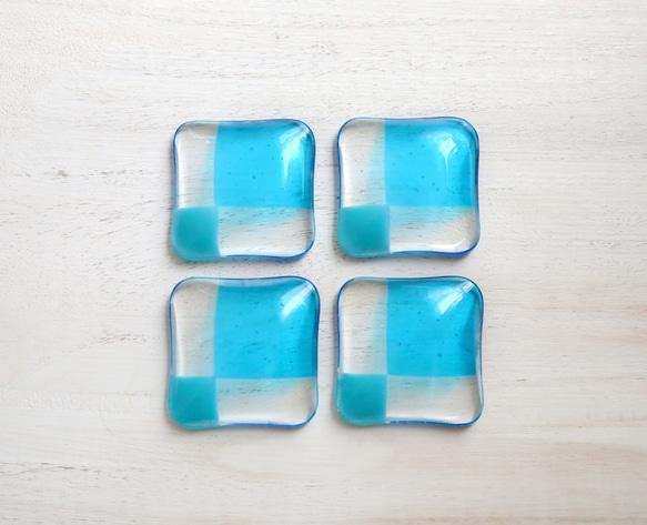 ガラスの豆皿　ターコイズブルーの石畳 8枚目の画像
