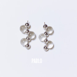 #803 再販 シルバー×クリア 氷 アシンメトリー 大ぶり ピアス イヤリング 8073f585c85b0e727f3f9d1b4ca565