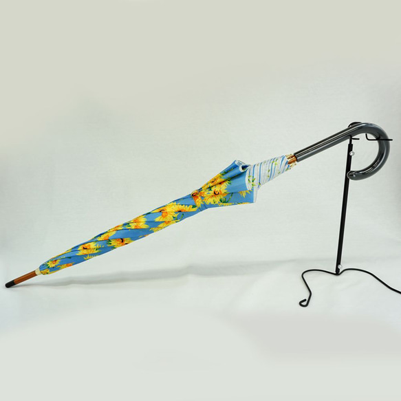 ひまわり　木棒　手開き　雨傘　職人手作り　日本製　レディ−ス　丸安洋傘　DV92F 2枚目の画像