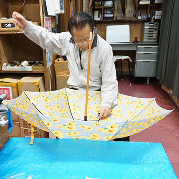 ひまわり　木棒　手開き　雨傘　職人手作り　日本製　レディ−ス　丸安洋傘　DV92F 7枚目の画像