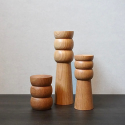 Flower vase  oak オーク3Pset 　試験管付き　一輪挿し　受注製作 1枚目の画像