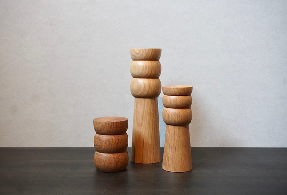 Flower vase  oak オーク3Pset 　試験管付き　一輪挿し　受注製作 1枚目の画像