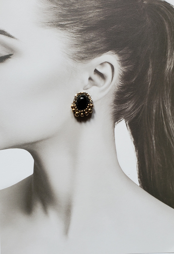 〈再販〉2wayインド刺繍リボンとビーズ刺繍のピアス&イヤリング 11枚目の画像