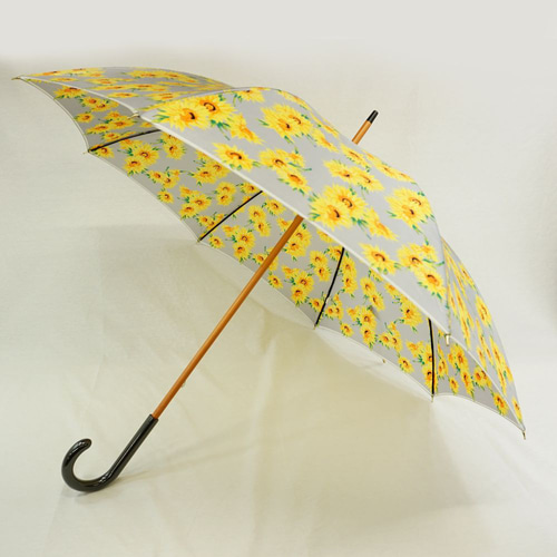 ひまわり 木棒 手開き 雨傘 職人手作り レディ－ス 日本製 丸安洋傘