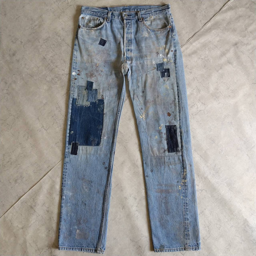 W38表記 リペアカスタム usa製 リーバイス 501 パッチワークリメイク