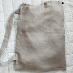 ヴィンテージリネンのワンショルダーバッグ/ボンサック/ナップサック/ 麻/ 天然素材/ アウトドア 4枚目の画像