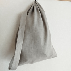 ヴィンテージリネンのワンショルダーバッグ/ボンサック/ナップサック/ 麻/ 天然素材/ アウトドア 2枚目の画像