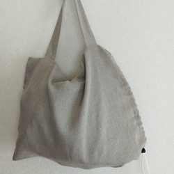 ヴィンテージリネンのワンショルダーバッグ/ボンサック/ナップサック/ 麻/ 天然素材/ アウトドア 5枚目の画像
