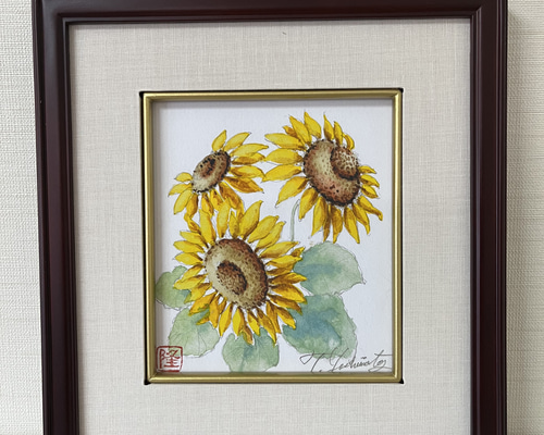 ひまわり　絵　人気　フレーム サイズ 絵画 ひまわり 花の絵 インテリア 壁掛け 版画 風水 黄色 玄関
