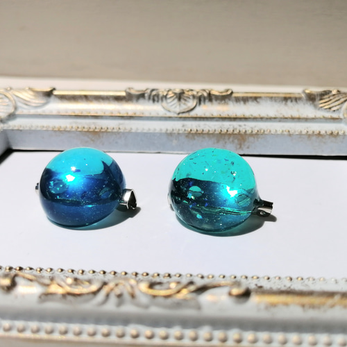 レジンヘアゴム 月　三日月　ターコイズブルー　ミモザ　クリア レジンヘアゴム 月三日月ターコイズブルーミモザクリア