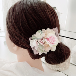 ピンクローズヘアアクセサリー＊コサージュ✿アーティフィシャルフラワー 2枚目の画像