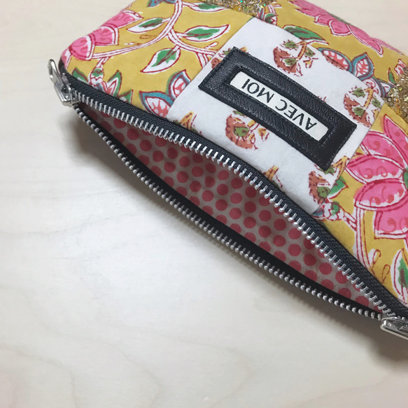 <GET UP 50% OFF SALE> Indian block print patchwork pouch 4枚目の画像