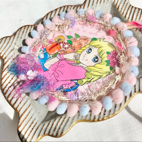 ❤️再販❤️レトロな女の子のロゼット ブローチ 昭和レトロ