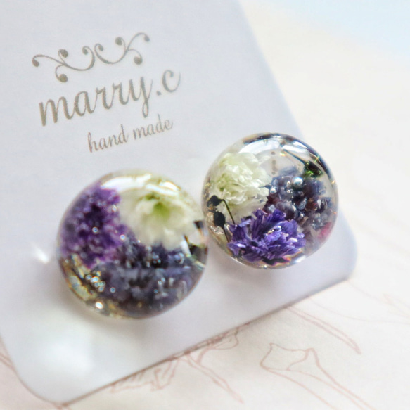 花玉姫ダークパープル★ピアス/イヤリングmarry.c's handmadeaccessory 6枚目の画像