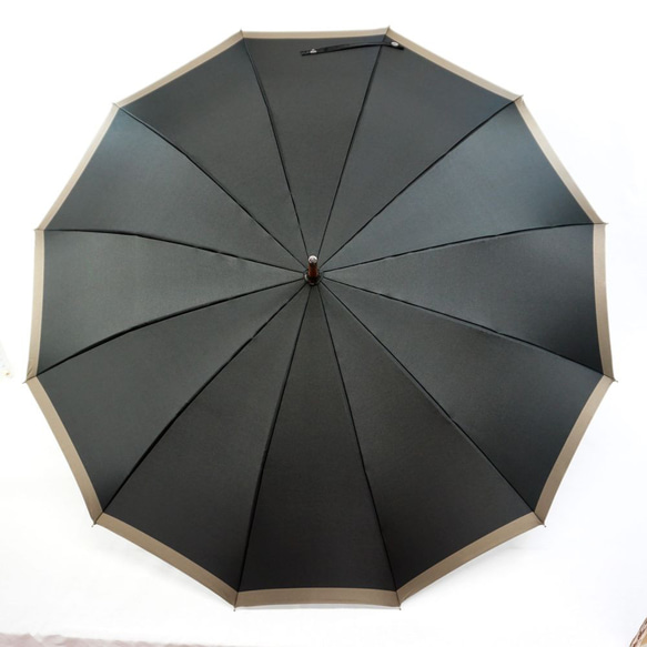 雅桜　組みひも　雨晴兼用　手開き長傘　12本骨　甲州織　日本の職人手作り　丸安洋傘　KT90EC　ブラック/ブラウン 5枚目の画像