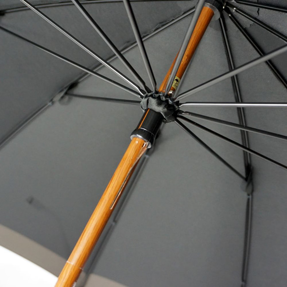 雅桜　組みひも　雨晴兼用　手開き長傘　12本骨　甲州織　日本の職人手作り　丸安洋傘　KT90EC　ブラック/ブラウン 8枚目の画像