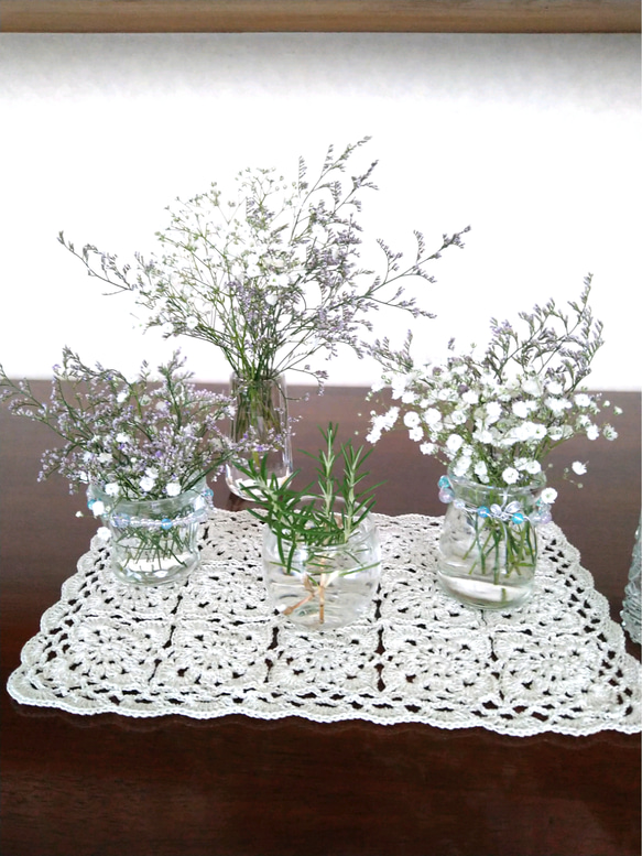 ドイリー954❤️ 専用です サイズが選べる】レース編み・花柄モチーフ四角ドイリー③
