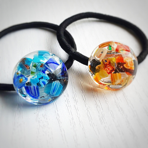 カラフルとんぼ玉入りあめ玉ヘアゴムmarry.c's handmadeaccessory