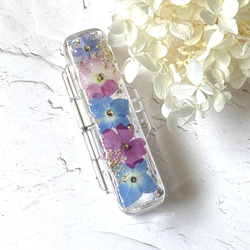 バレッタ　レジン　7.2cm長方形　かすみ草 大人可愛いプリンセスカラー バレッタ レジン 7.2cm長方形 かすみ草 大人可愛いプリンセス