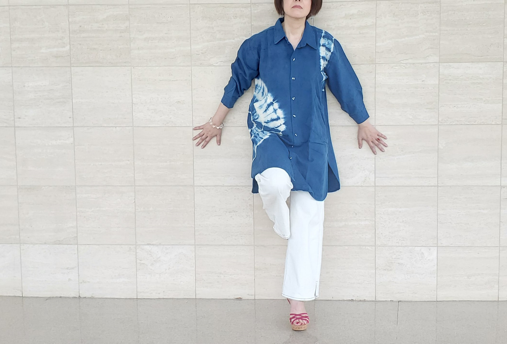 イベント期間 割引中!! 藍染 藍染服 天然藍染 手染め ロングシャツ 3