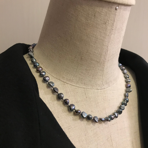 ブラックパール 淡水パール バロックパール マンテルネックレス ブラックパール 淡水パール バロックパール マンテルネックレス