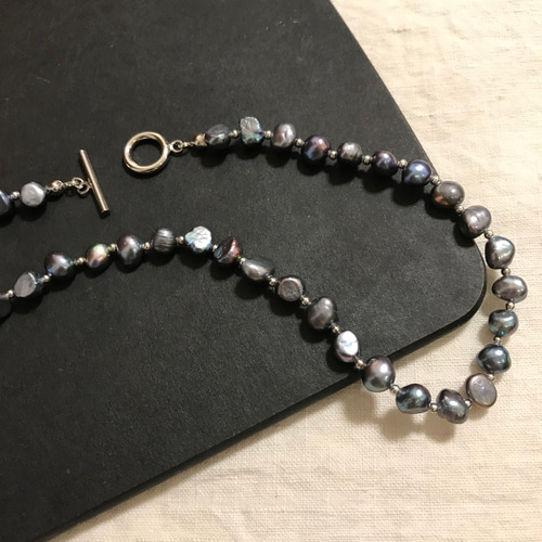 ブラックパール 淡水パール バロックパール マンテルネックレス ブラックパール 淡水パール バロックパール マンテルネックレス