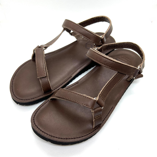 超軽量底】【受注制作】サンダル ヌメ革 マジックテープサンダル