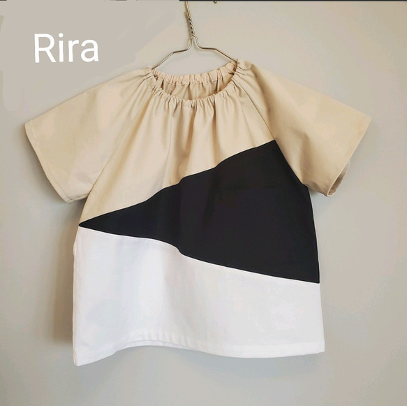 選べる8色♢beige × black スモック 90~150サイズ 子供服 Rira 通販  