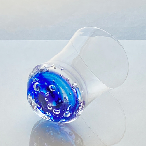 みず泡グラス 宇宙の色 涼しげなブルー♪ グラス なかむらガラス