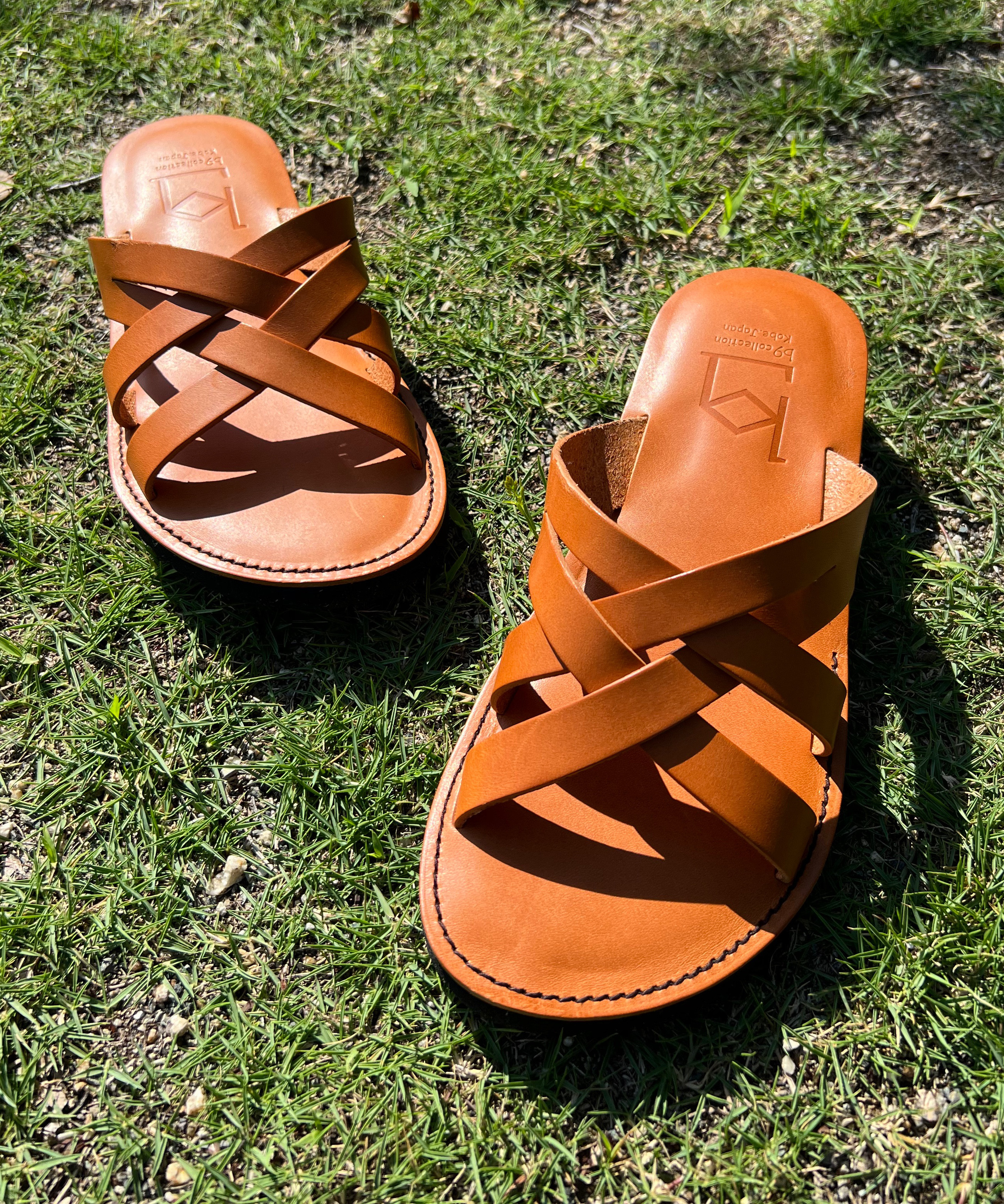 【超軽量底】【受注制作】サンダル　ヌメ革　クロスベルト　シューズタイプ　22.0〜28.5cm