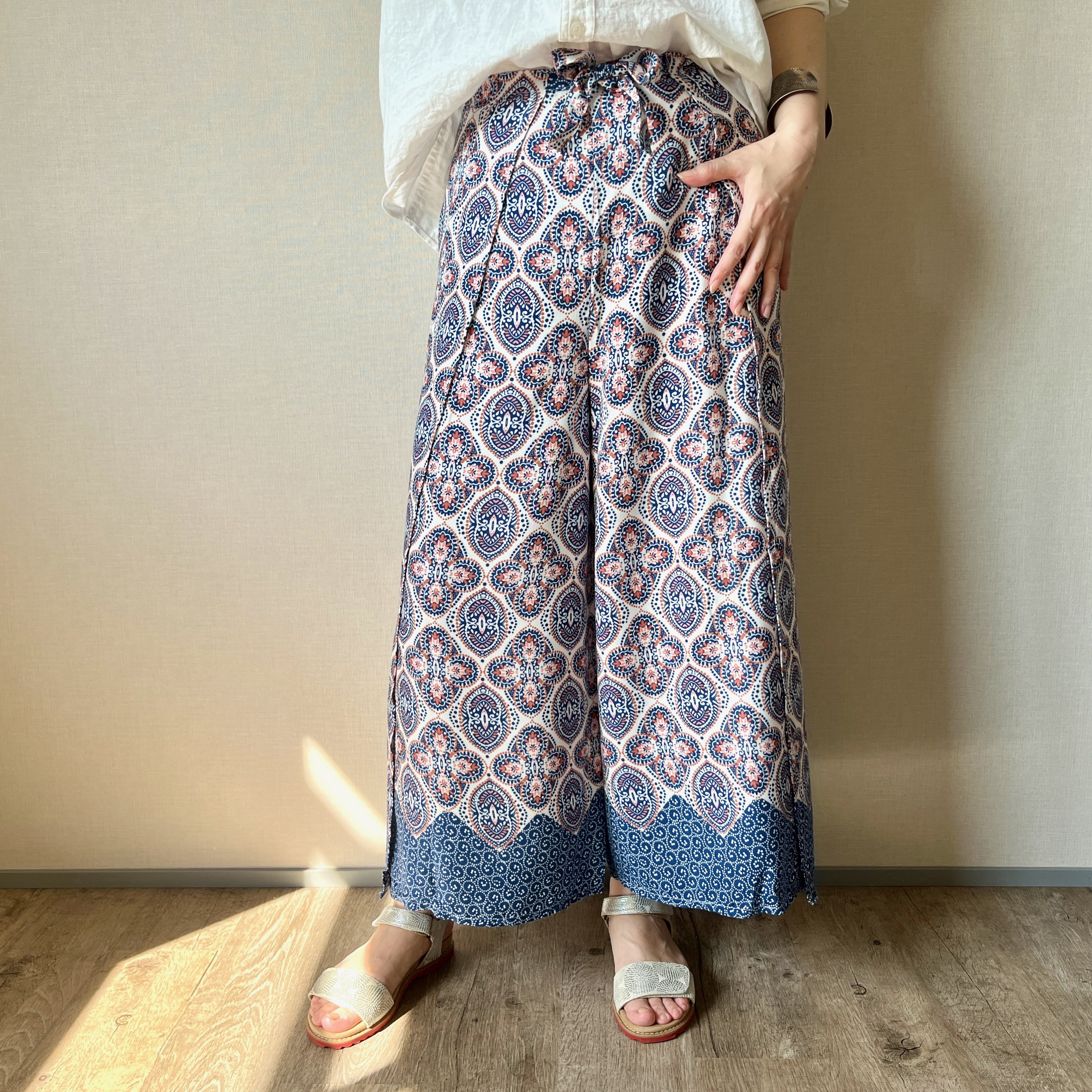 巻きパンツ №001024 ふつう巻67㎝ M丈90㎝ エスニック柄 ビス