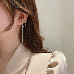 韓国ファッション　揺れるゴールドイヤーカフ　アクセサリー　-8509 4枚目の画像