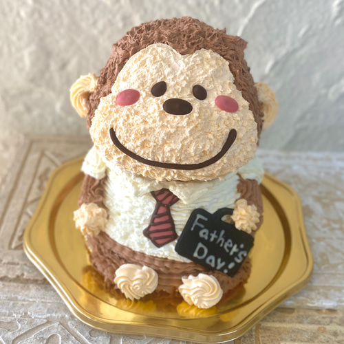 父の日⭐︎おさるの立体ケーキ（ネクタイ） 動物ケーキ センイルケーキ