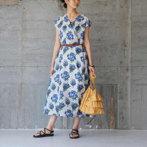 新品 deicy 花柄ワンピース カシュクール デイシー デシグアル カシュクールエンパイアワンピース 花柄 サイズXL