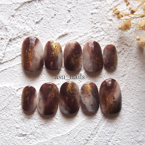 ネイルチップ 《No.24》 カフェオレネイル カフェラテネイル  