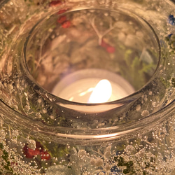 アジサイの季節に…くすみアジサイのジェルキャンドルホルダー (ティーライトキャンドルとLEDライト付き) 8枚目の画像