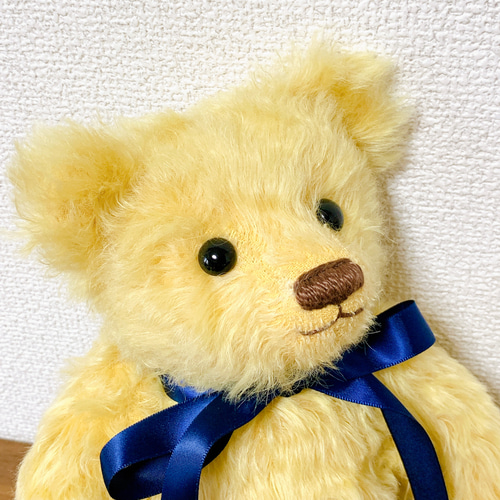 Nana Bee.♡テディベア 32㎝ ゴールドイエロー & クリーム♡ネイビー