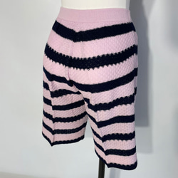 サマーニット ✿ ネイビー＆ピンク ハーフパンツ　342 NAVY PINK STRIPE HALF PT 5枚目の画像