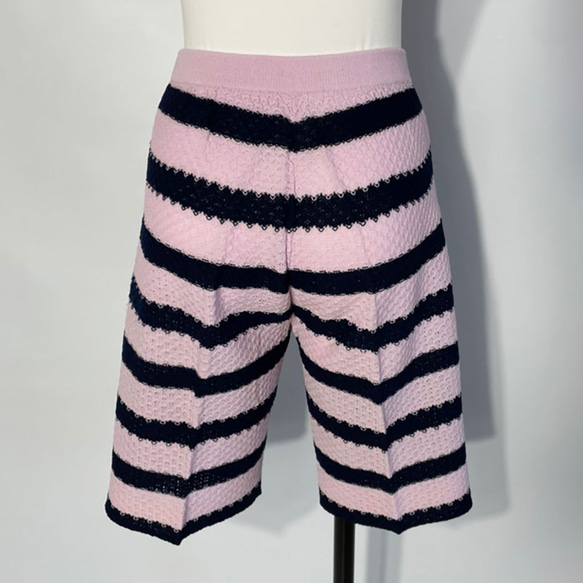 サマーニット ✿ ネイビー＆ピンク ハーフパンツ　342 NAVY PINK STRIPE HALF PT 3枚目の画像