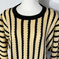 サマーニット✿ ブラック＆イエロー ストライプ チュニック　343 BLACK YELLOW STRIPE TUNIC 4枚目の画像